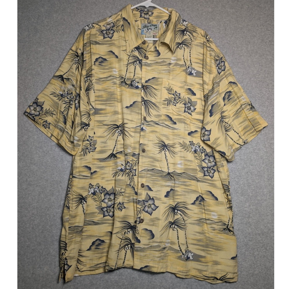 Big Dogs Mens XL Hawaiian Shirt Dadcore Resortwear Relaxed Fit Vacation Aloha